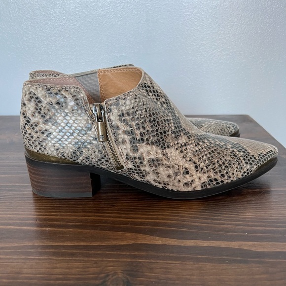 Lucky Brand Faux Snakeskin Heeled Leather Booties Size 7.5 - Picture 7 of 9